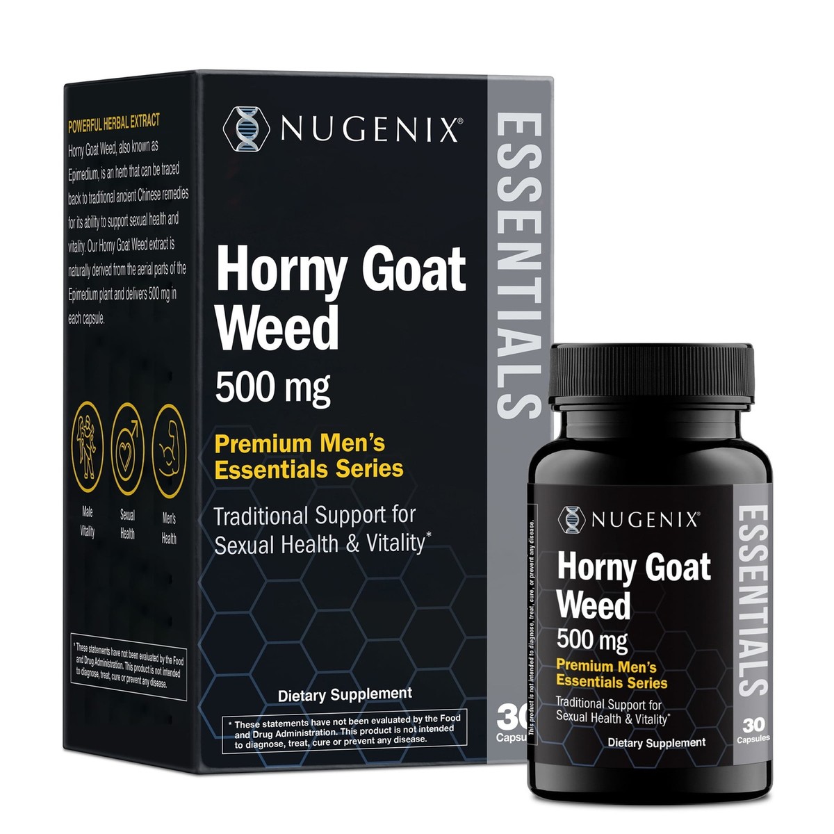 Nugenix Essentials Men's Performance Capsules, Horny Goat Weed 500