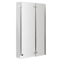 5mm Toughened Safety Glass Centre Hinged L Shaped Shower Bath Screen - Chrome