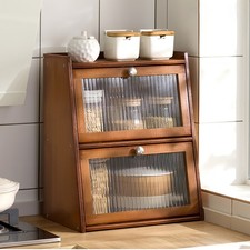 15.7 11 19.7 in 3-Tier Kitchen Storage Cabinet with Door, Dark Brown