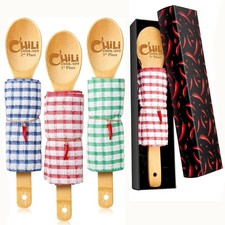 3 PCS Chili Cook Off Spoon Award Trophy Wooden Base Food Baking Contest Prize
