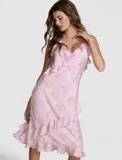 LoveShackFancy × VS PINK Halter Pink Floral Ruffle Babydoll Fairy Midi Dress