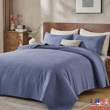 Reversible Quilt Set Soft Durable Striped Design All Season Bedding W/ Shams New