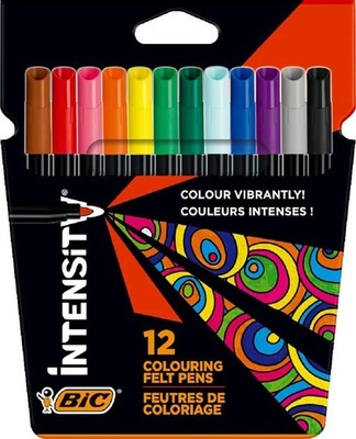 BIC Intensity Felt Tip Pens, Vibrant Colouring Pens, School Supplies for Kids, P