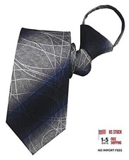 Men's Boy's Zipper Tie Business Wedding Solid One Size Blue Grey Gradient