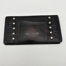 Vintage Harley Davidson Motorcycle Leather Black Studded Womens Wallet
