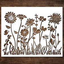 Large Wildflower Stencil for Painting 15X12 Inches - Stencils for Crafts Reusa
