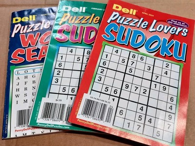 Dell Puzzle Lovers Sudoku & Word Search  3 books 2024 Unused 