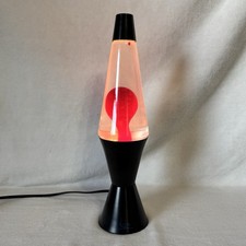 1988 Midnight Series 17 Lava Lamp Red Wax Clear Liquid Black Twist Top Vintage