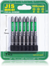 7Pcs JIS Screwdriver Bit Set - 3" / 75Mm - Impact Ready Japanese Cross Point Bit