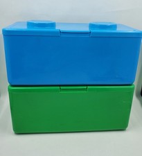 Vintage Chubs Stackables Lot Blue Plastic Baby Wipe Storage Containers