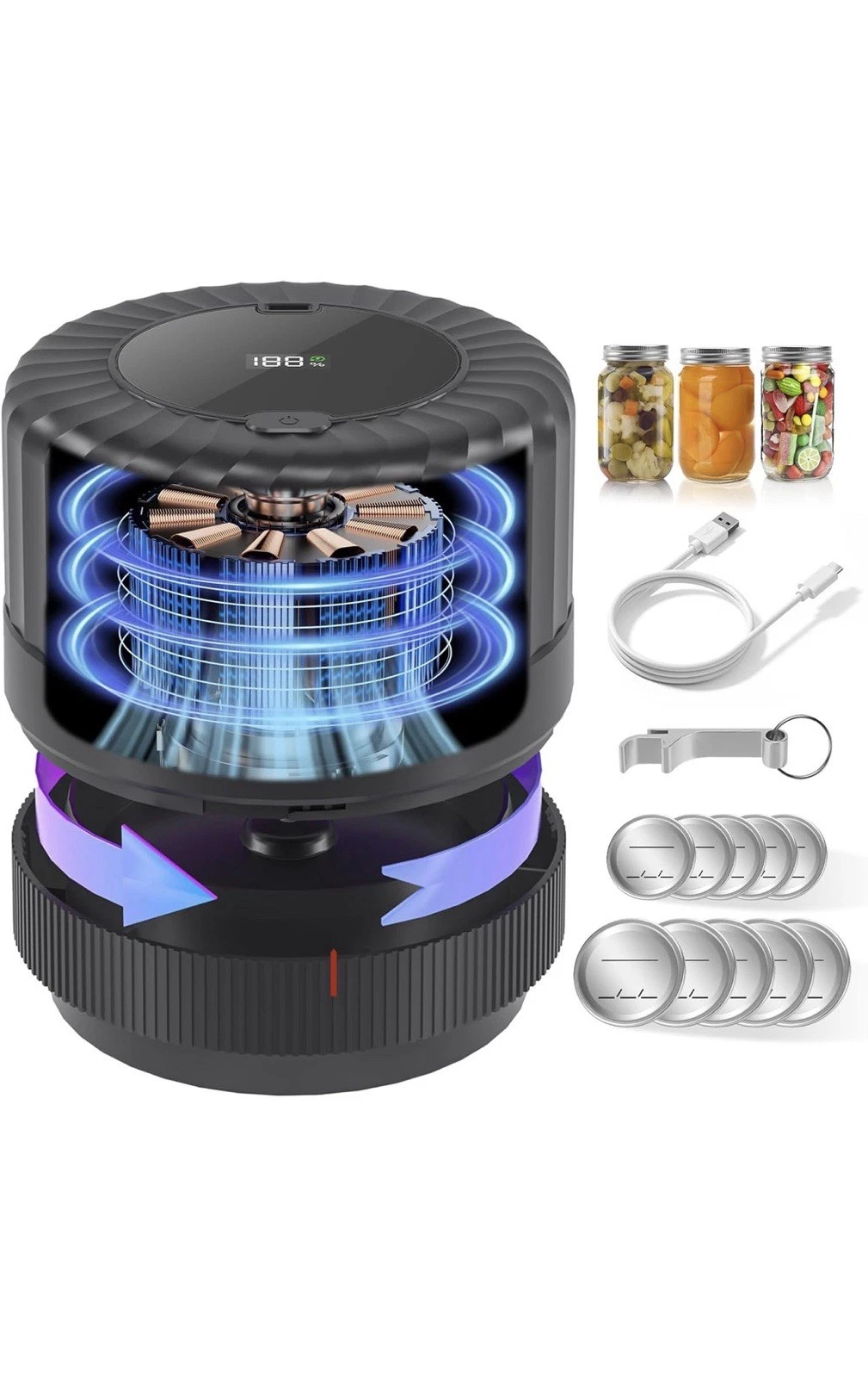VP06+ Mason Jar Vacuum Sealer, Electric Vacuum Sealer for Jars with Wide