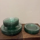 Coca-Cola 15Pc Vintage Glass Embossed Plates/Bowls (5 Dinner, 5 Lunch, 5 Bowls)