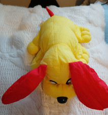 Vintage Euro Play Yellow & Red Puffalumps Style Small Dog Soft Toy Plush Nylon