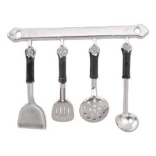 Realistic Dollhouses Kitchen Accessory Alloy Spatula Ladle Storage Safe For Kids