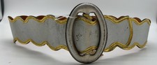 YVES SAINT LAURENT Silver/Gold Trim ruffle leather belt Medium 4034