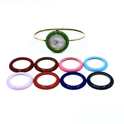 GUCCI Change Bezel Watch 9 Color Bezel Set Gold Tone Quartz Ladies Swiss