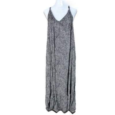 Ava & Viv Women's Plus Size 3X Black White Geometric Ruffle Hem Maxi Dress