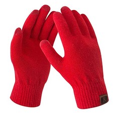 Women's Winter Touchscreen Wool Magic Gloves Warm Knit Fleece One Size Red