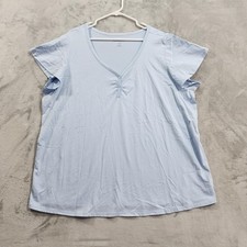 Roaman's Shirt Womens 22/24 Blue Cotton Ultimate Flutter Sleeve Sweetheart Tee