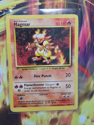 MAGMAR 36/102 Uncommon Base Set Unlimited Pokemon Heavily Played