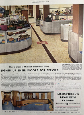 1940s Armstrongs Linoleum Floors Midwest Department Stores Service VTG Print Ad