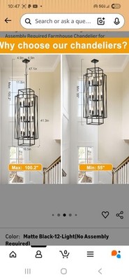 Brand New Entry Chandalier 12-Light Lantern  Black and Brushed Nickel 