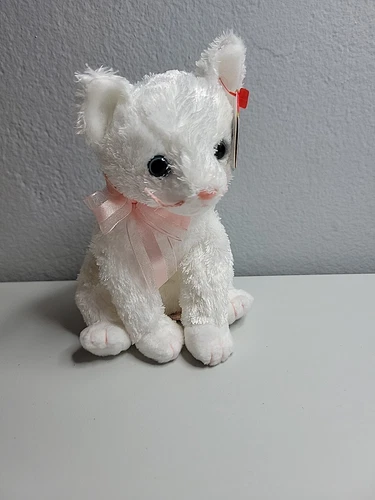 Ty Beanie Baby -Fancy The RARE Retired White Cat (Vintage 2002-2003) New-Mint
