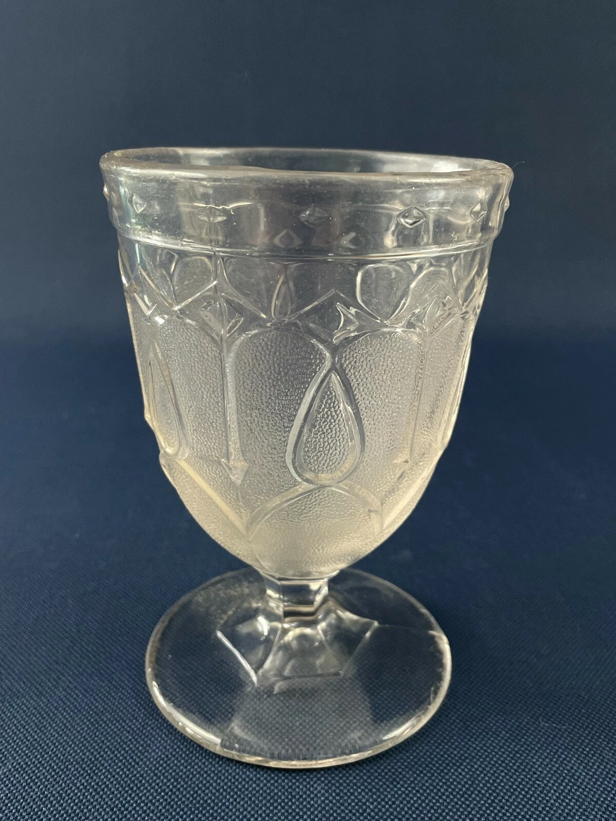 Boston & Sandwich pressed glass spooner LOOP AND DART WITH DIAMOND ORNAMENT 1860