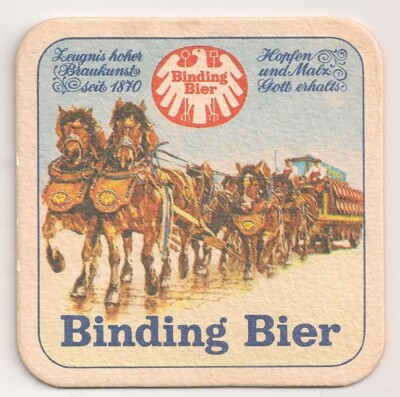 Binding Bier, Frankfurt - alter Bierdeckel ''Hopfen und Malz - Gott erhalts''