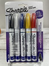 Sharpie Oil Based Paint Markers, Med. Point, Classic Colors, Set of 5 -Blue Band