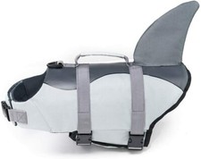 Dog Life Jackets Ripstop Pet Swimming Floatation Life Vest Grey Shark Medium