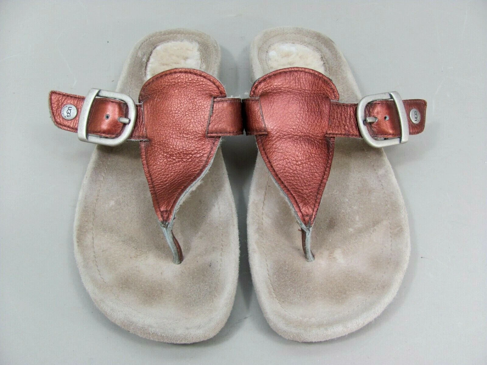 Sandali UGG 1759 infradito pelle rame metallizzato infradito donna taglia 8
