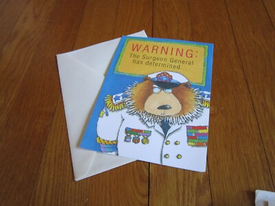 Vtg Get Well Card Illness is bad for your health Surgeon General Humor Current
