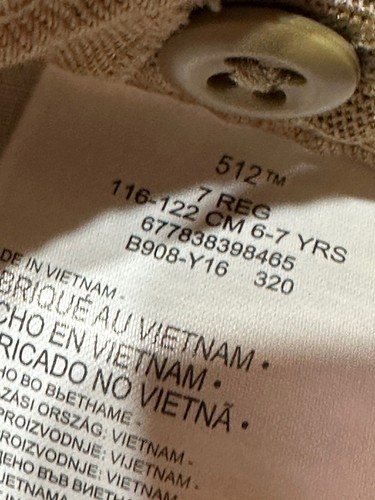 Boys Jeans Size 7 Levis 512 Slim Taper Tan Beige Adjustable Skinny Stretch 9210 - Picture 5 of 11