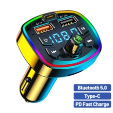 Car Wireless Bluetooth 5.0 FM Transmitter Type-C USB Handsfree Radio MP3 Adapter