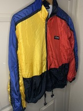 Vtg 90s Womens Catalina Colorblock Windbreaker Sz M Distress Primary Red Blue