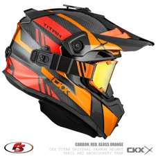 NEW CKX TITAN ORIGINAL CARBON Snowmobile Motorcycle HELMET-Red/Gloss Orange: 2X
