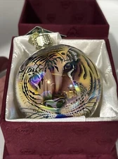 Old World Christmas Ornament Tiger  3" Hand Painted Inside Art