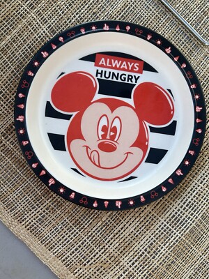 2 Disney Children s  Plates Mickey Mouse Be Brave Be Strong & Always Hungry 