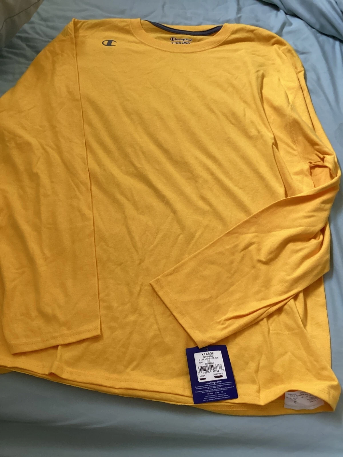 TEAM GOLD CHAMPION VAPOR COTTON XL LONG SLEEVE TEE SHIRT MENS