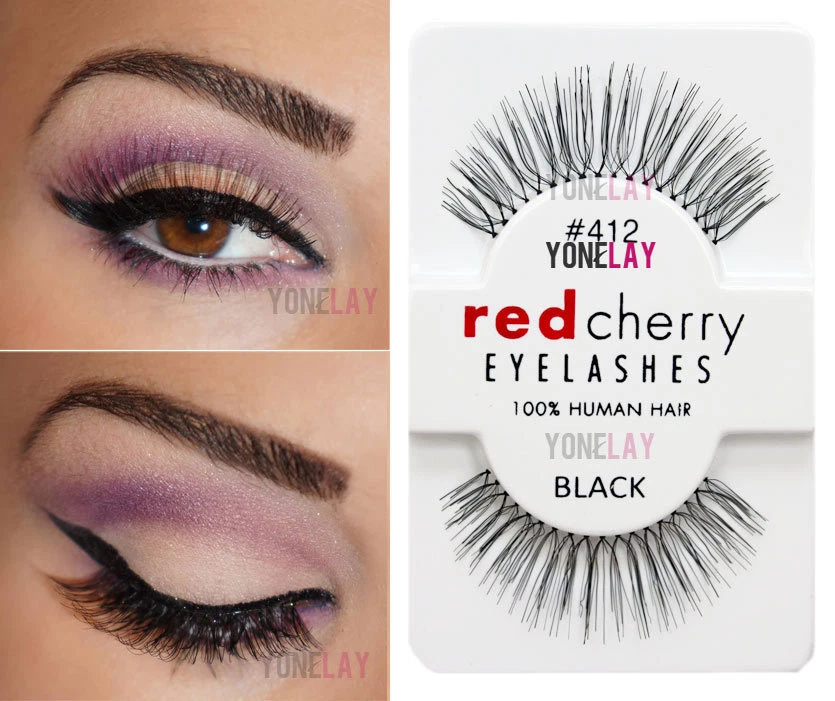 Lot 10 Pairs RED CHERRY 412 False Eyelashes Human Hair Lash Fake