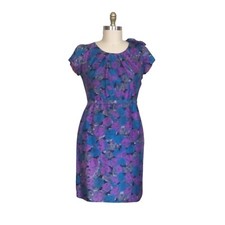 Vintage 1950s Purple  Cobalt Floral Dress  1950s Vintage Floral Party Dress