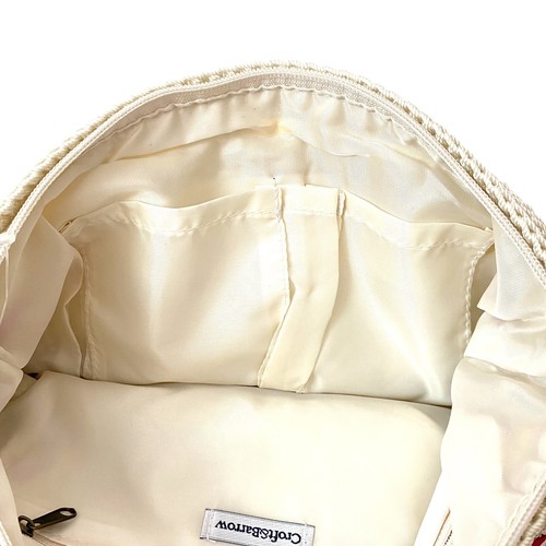 Borsa all'uncinetto beige multicolore nastro zip top hobo - Foto 5 di 8