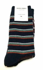 Image of Men's Jack & Jones 4 Pack of Ankle Socks One Size Plain/Stripe Cotton Blend 6-11