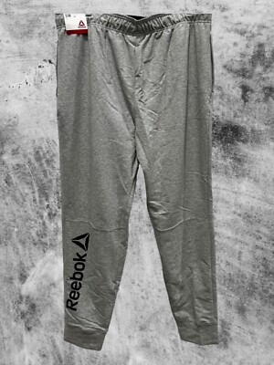 Reebok French Terry Pant Grey Heather  Slim Zippered Pocket Logo on Leg Size 2XL
