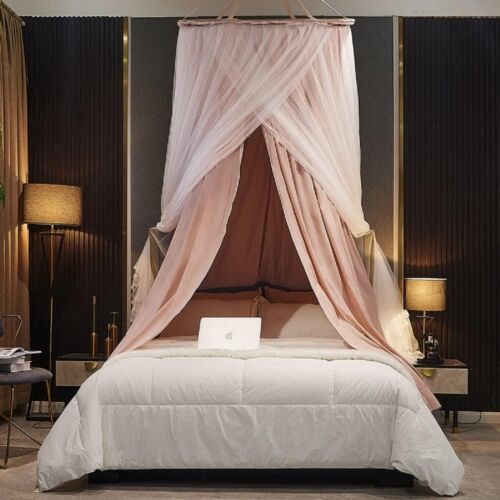 Bed Canopy For Girls & Adults Large Elegant Double Layer Netting Pink NEW - Picture 3 of 9