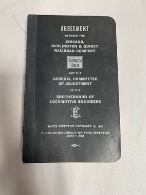 Vintage 1953 Chicago Burlington & Quincy Railroad Union Code Regelbuch (A3)