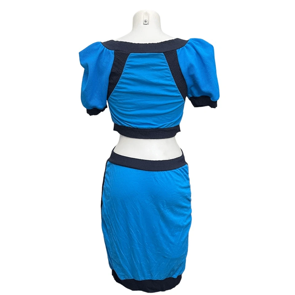 Mini Vestido Marc By Marc Jacobs Primavera Azul Cielo Corte Mangas Abullonadas Talla XS Foto 3 de 4