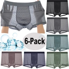 5-6 Pack Men Boxer Briefs Pouch Ice Silk Anti Chafing Underwear Shorts Trunks