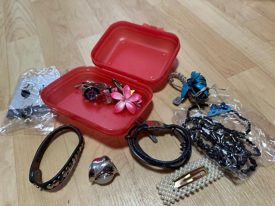 Mädchen Schmuck Set Haarspangen Ketten Ringe Bänder Spangen